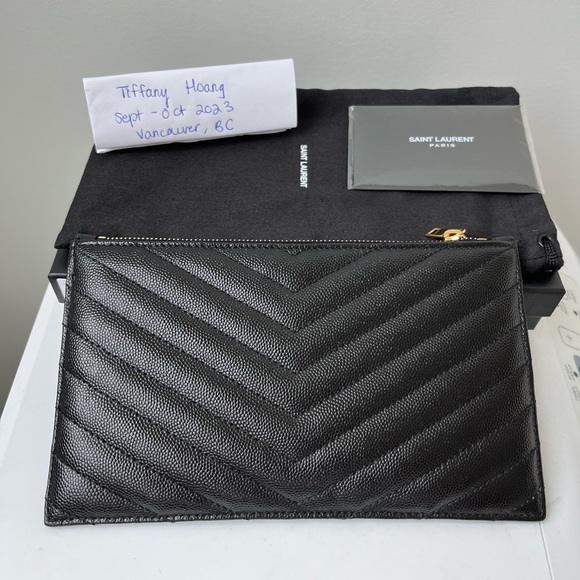 YSL CASSANDRE MATELASSÉ ZIPPED POUCH IN GRAIN DE POUDRE EMBOSSED LEATHER - Picture 2 of 16